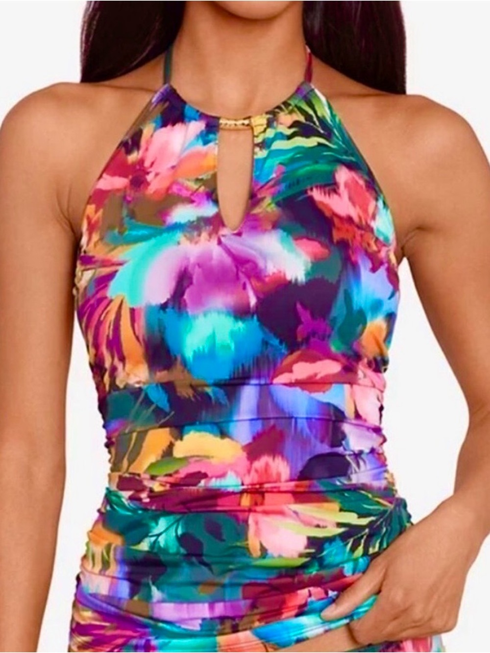 Lauren Ralph Lauren Jungle Paradise high-neck halter tankini top swim